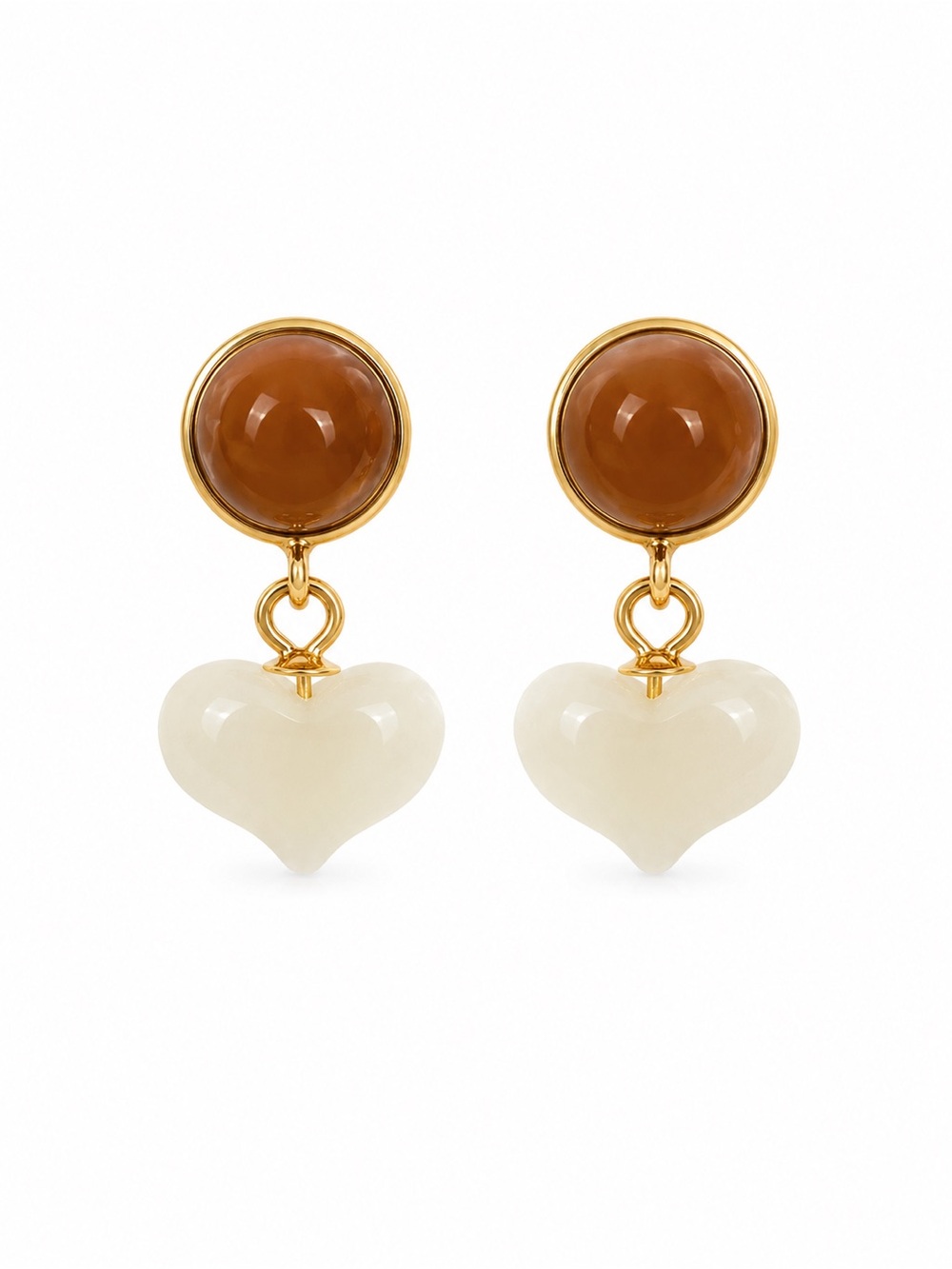 Heart Jade Dangle Earrings (E109)